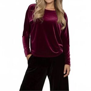 Sympli Long Sleeve Burgundy Velvet Top size 14